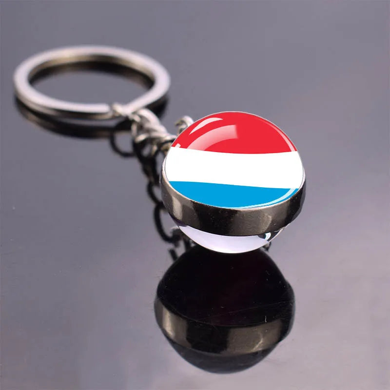 Europe Countries Flag Glass Ball Keychain Russia France Spain UK Italy Poland Ukraine Flag Keyring Travel Gift