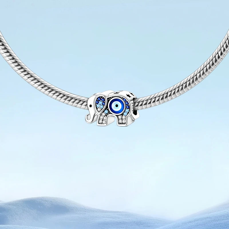 925 Sterling Silver Blue Devil Eyes Charms Airplane Globe Earth Suitcase Travel Fit Original Bracelet For Women DIY Jewelry Bead