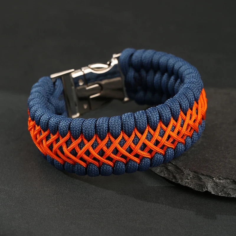 MKENDN Width Handmade Paracord Survival Bracelet Metal Buckle Outdoor Camping Rescue Emergency Rope Bracelet For Men Women Gifts