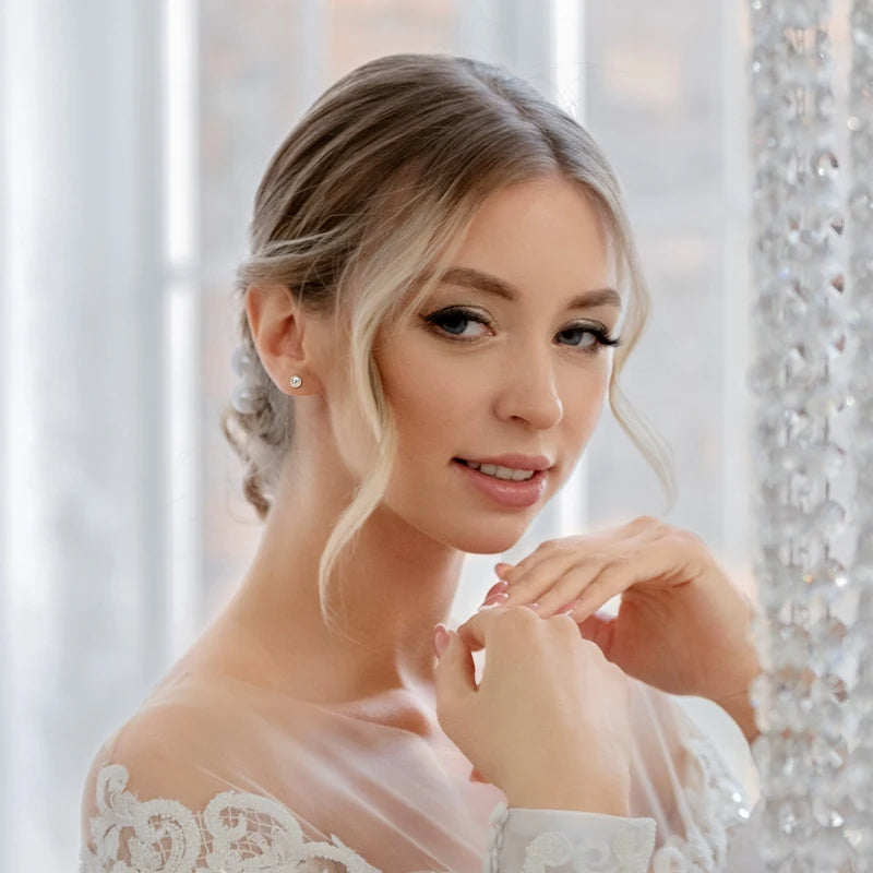 OXTAO 925 Sterling Silver Natural Freshwater Pearl Earrings 3.5-4mm/6.5-7mm Luxury Wedding Earrings for Women Gift