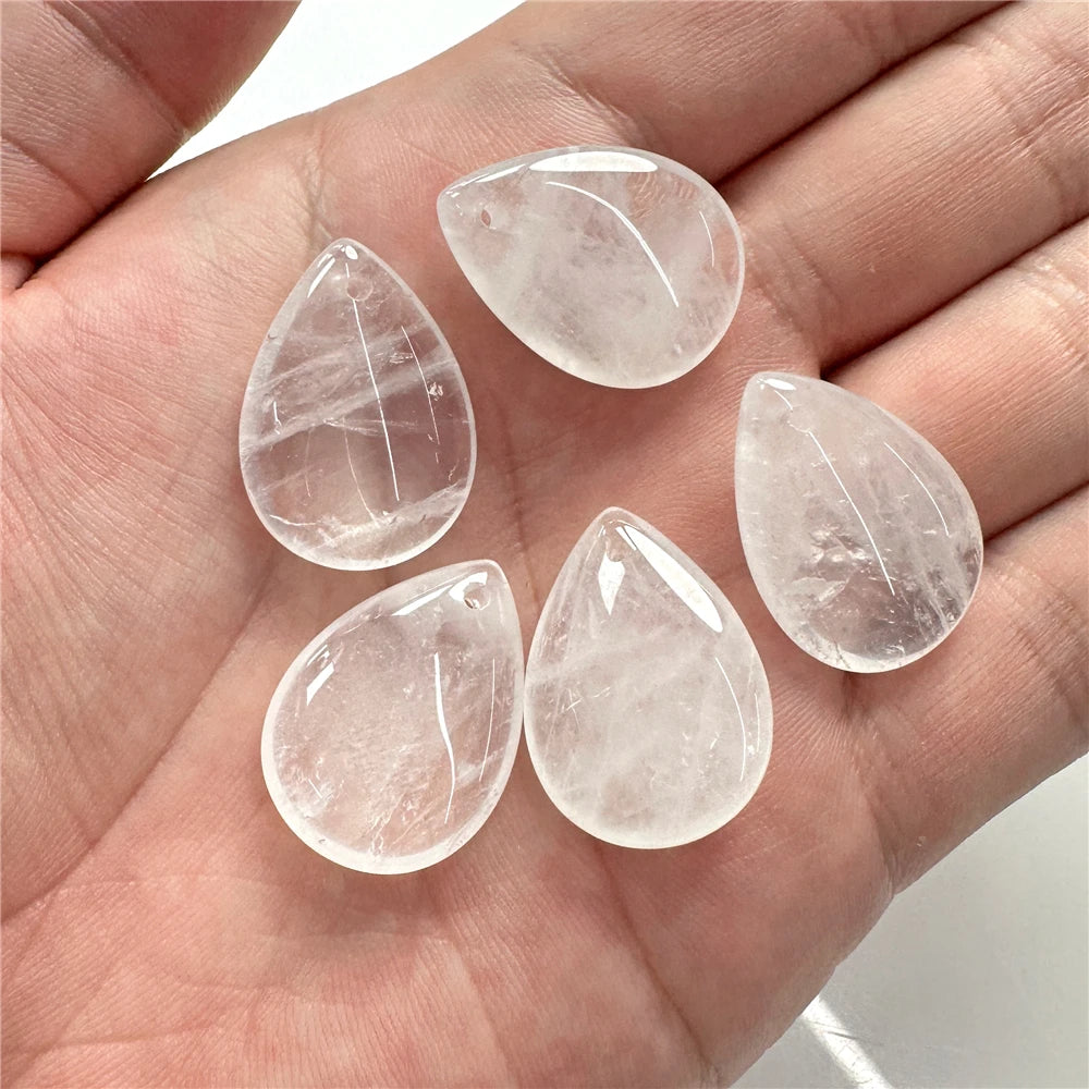High Quality Smooth Water Drop Gem Pendant Natural Apatite Quartzs Labradorite Top Drilled Charm Bead For Jewelry DIY 18X25MM
