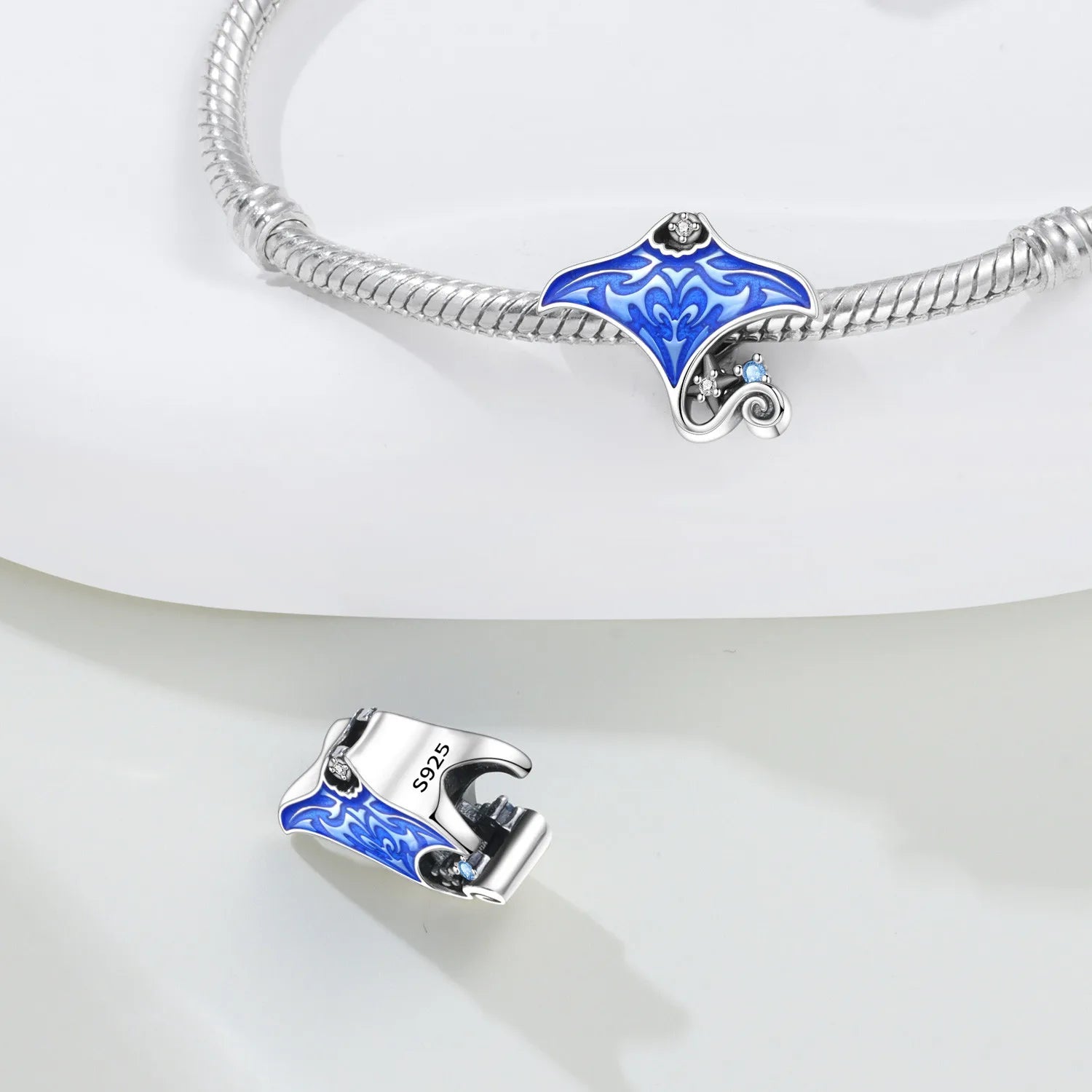PANPOKI 925 Sterling Silver Devil Fish Marine Creatures Beads Original Pendants Bracelet Charm Jewelry Party DIY Trendy Gifts