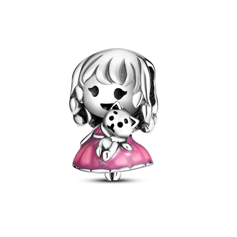 2024 Hot Sales 925 Sterling Silver Pink Charm Beads Pendent For Original Bracelets Charm Dangle Women Gril Jewelry Gifts