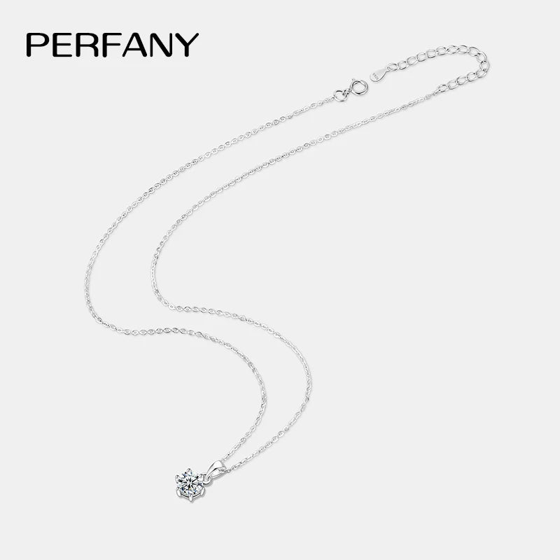 PERFANY 0.5-5CT Moissanite Necklace for Women S925 Pure Silver Classic Six Claw Round Diamond Pendant Minimalist Wedding Jewelry - Madeinsea©