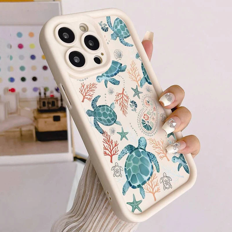 Colorful Sea Turtle Painted Phone Case for Samsung Galaxy S25 S24 S23 S22 S21 Ultra Plus FE A16 A15 A55 A54 A52 A33 A56 36 Cover
