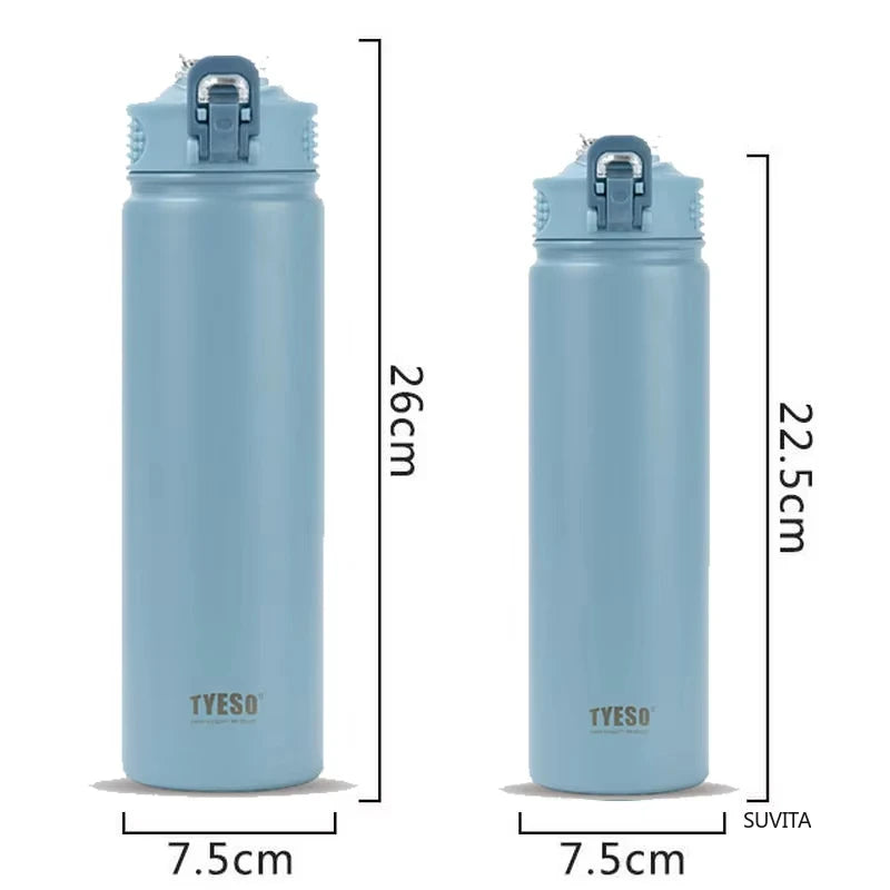 TYESO 600ML/750ML Thermos Water Bottle With Straw Stainless Steel Car Thermal Sports Cup Keeps Cold and Heat Thermal Travel Mug - Madeinsea©