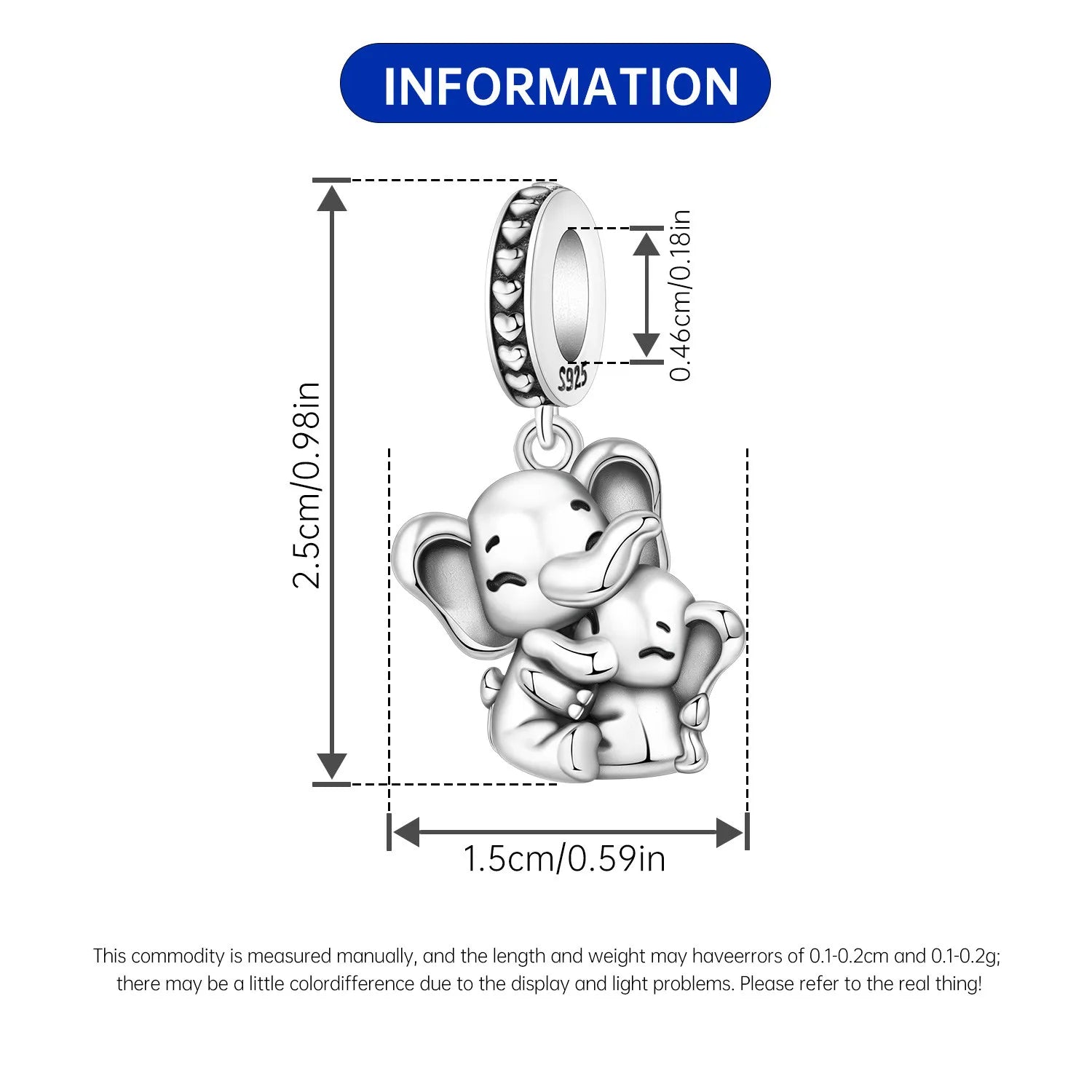 PANPOKI 925 Sterling Silver Embracing Elephant Animal Beads Original Pendants Bracelet Charm Jewelry Party DIY Trendy Gifts