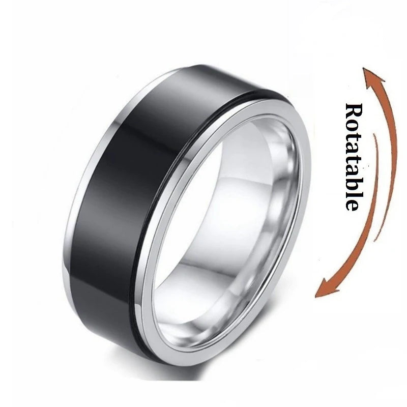 Silver Color Spinning Anxiety Rings for Men Women Star Moon Relaxing Ring 2025 Stainless Steel Anti Stress Rings Knuckle Jewelry