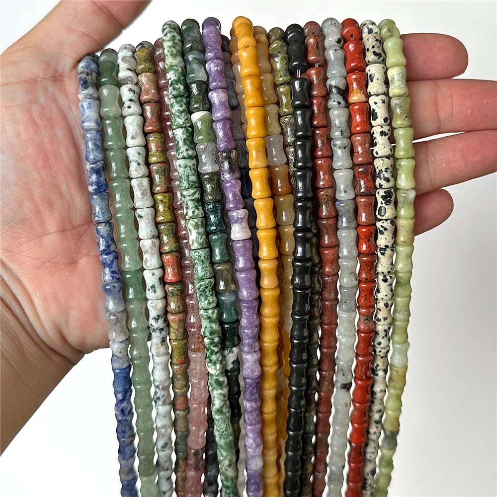 6X10mm Natural Stone Bead Bamboo Shape Aventurine Jaspers Sodalite Loose Spacer Beads For Jewelry Making Handmade DIY Accessorie