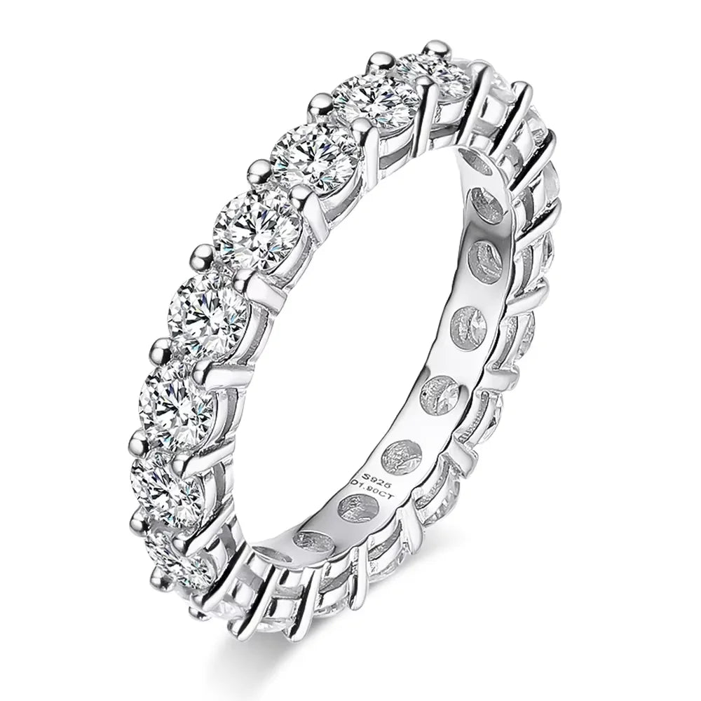 Serenity 3mm 4mm 5mm D Color All Moissanite Rings For Women Man Gift S925 Sterling Silver Row Rings Plated 18K Jewelry Wholesale