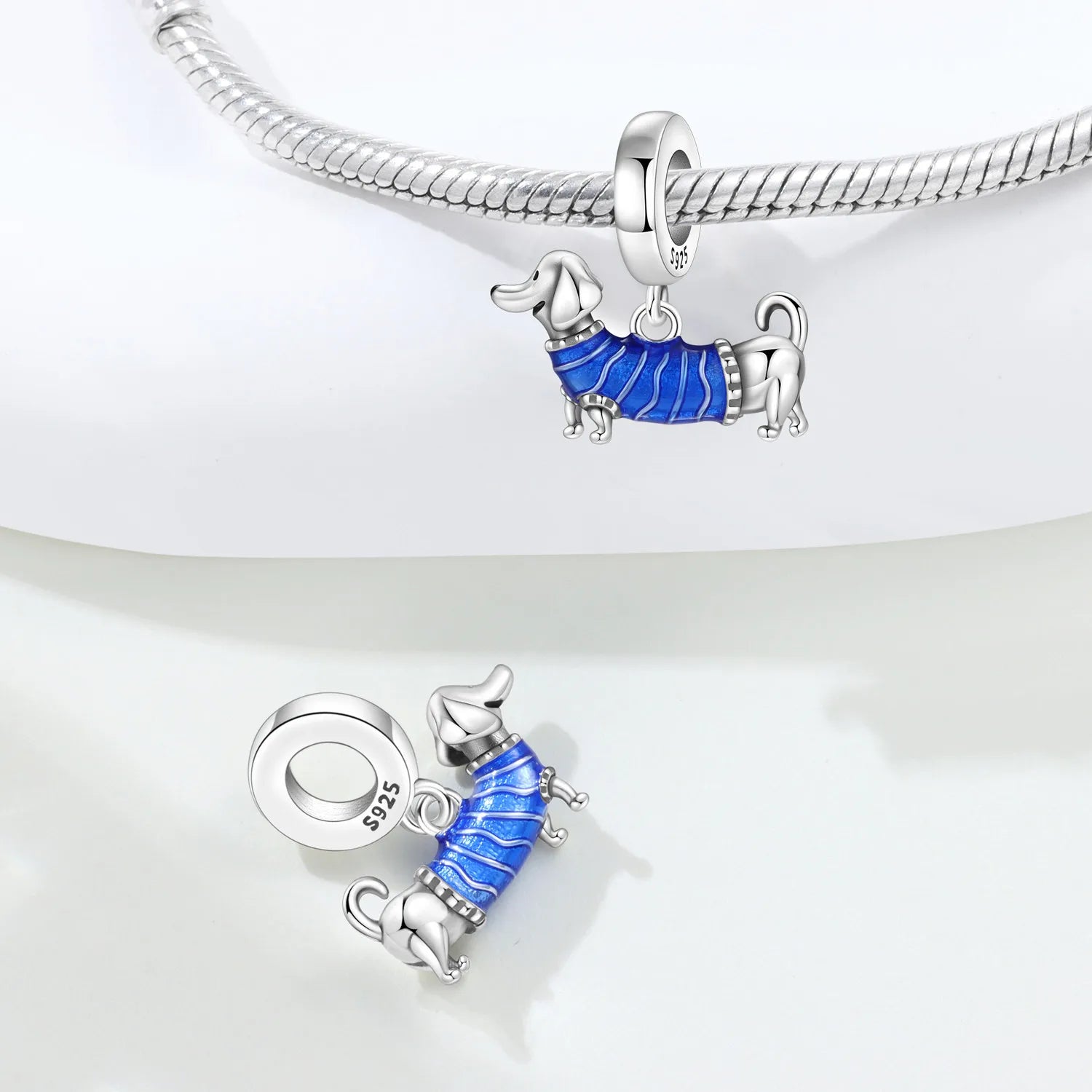 PANPOKI 925 Sterling Silver Sausage Dog Animal Beads Original Pendants Bracelet Charm Jewelry Party DIY Trendy Gifts