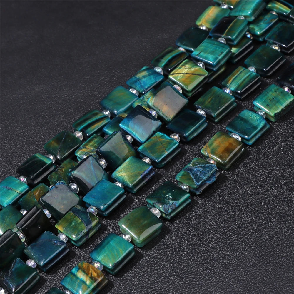 High Quality Gems Stone Bead Natural Cube Flat Square Loose Spacer Beads For Jewelry Making Bracelet Necklace DIY Crafts 10MM