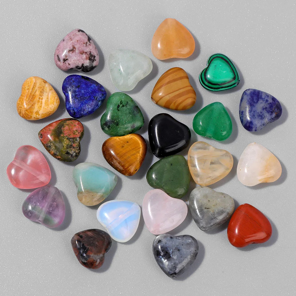 Natural Gems Heart Shape Stone Bead Central Drilled Fluorite Quartzs Loose Spacer Beads For Jewelry Making DIY Bracelet Earrings