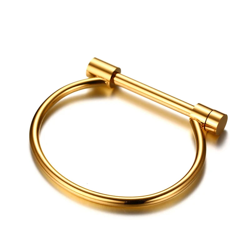 MKENDN Mode Luxus Berühmte Marke Schmuck Liebe Schraube Manschette Armband Für Frauen Gold Farbe Edelstahl Armbänder &amp; Armreifen