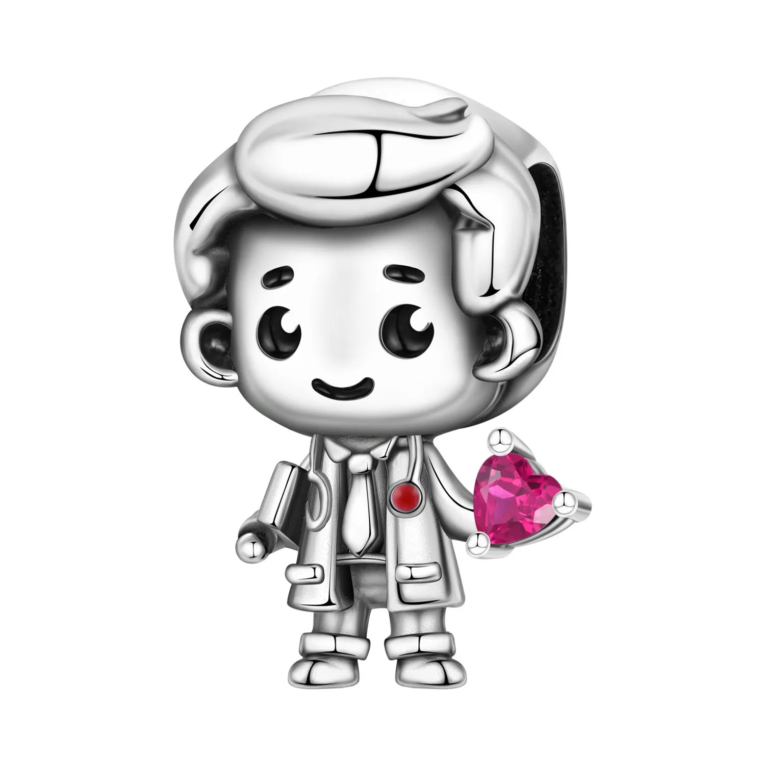 PANPOKI 925 Sterling Silver Cartoon Girl Model Beads Original Pendants Bracelet Charm Jewelry Party DIY Trendy Gifts