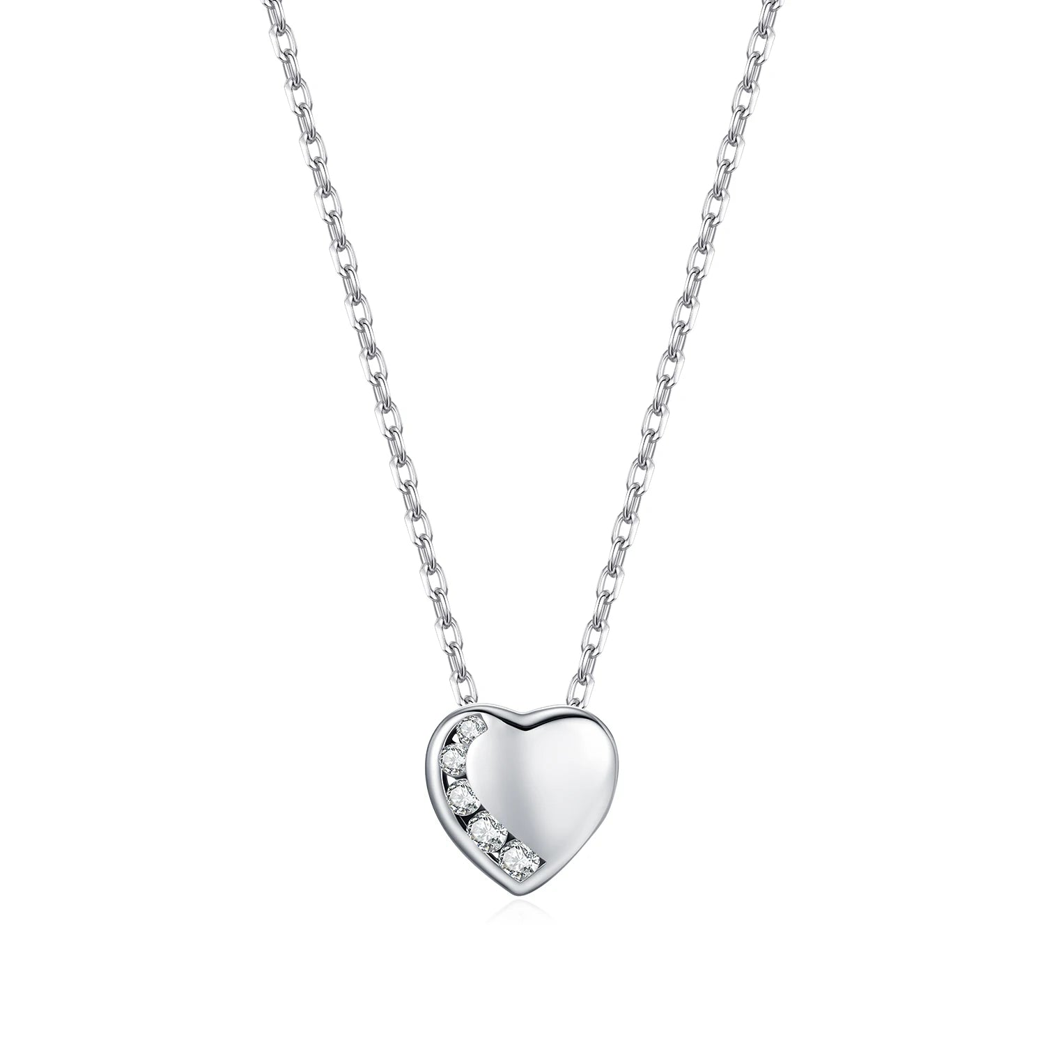 MODIAN 925 Sterling Silver Sparkling Simple Zirconia Heart Link Chain Pendant Necklace For Women Fine Jewelry Gifts