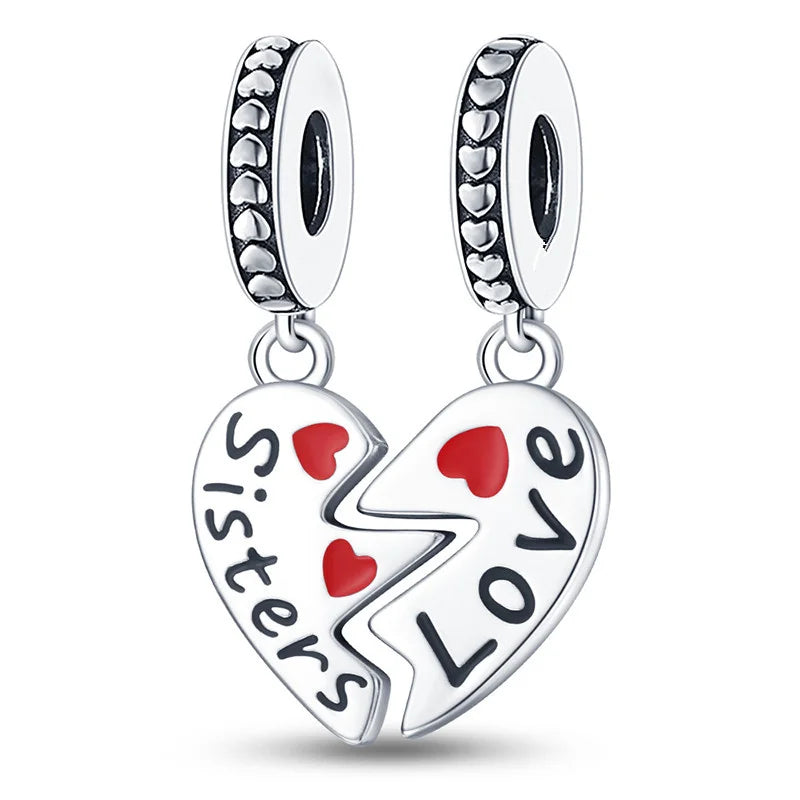 1 breloque argentée compatible avec les bracelets et colliers originaux de 3 mm : pendentif cœur, trèfle et œil protecteur, création de bijoux pour femme.