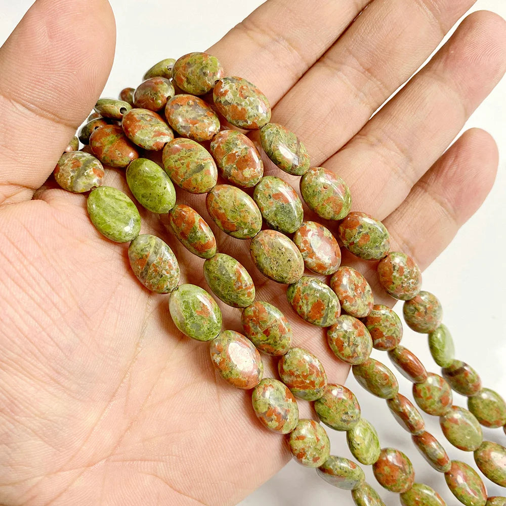 Wholesale Natural Unakite Stone Bead Green Jasper Loose Spacer Beads For Jewelry Making DIY Bracelet Necklace Accessories Supply