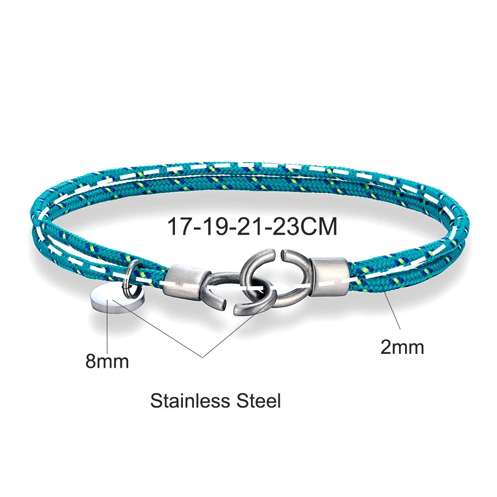 MKENDN Minimalist Style Custom Name Engrave Logo Id Bracelets Couple Handcuffs Cord Bracelet  Menottes Bijoux Gifts