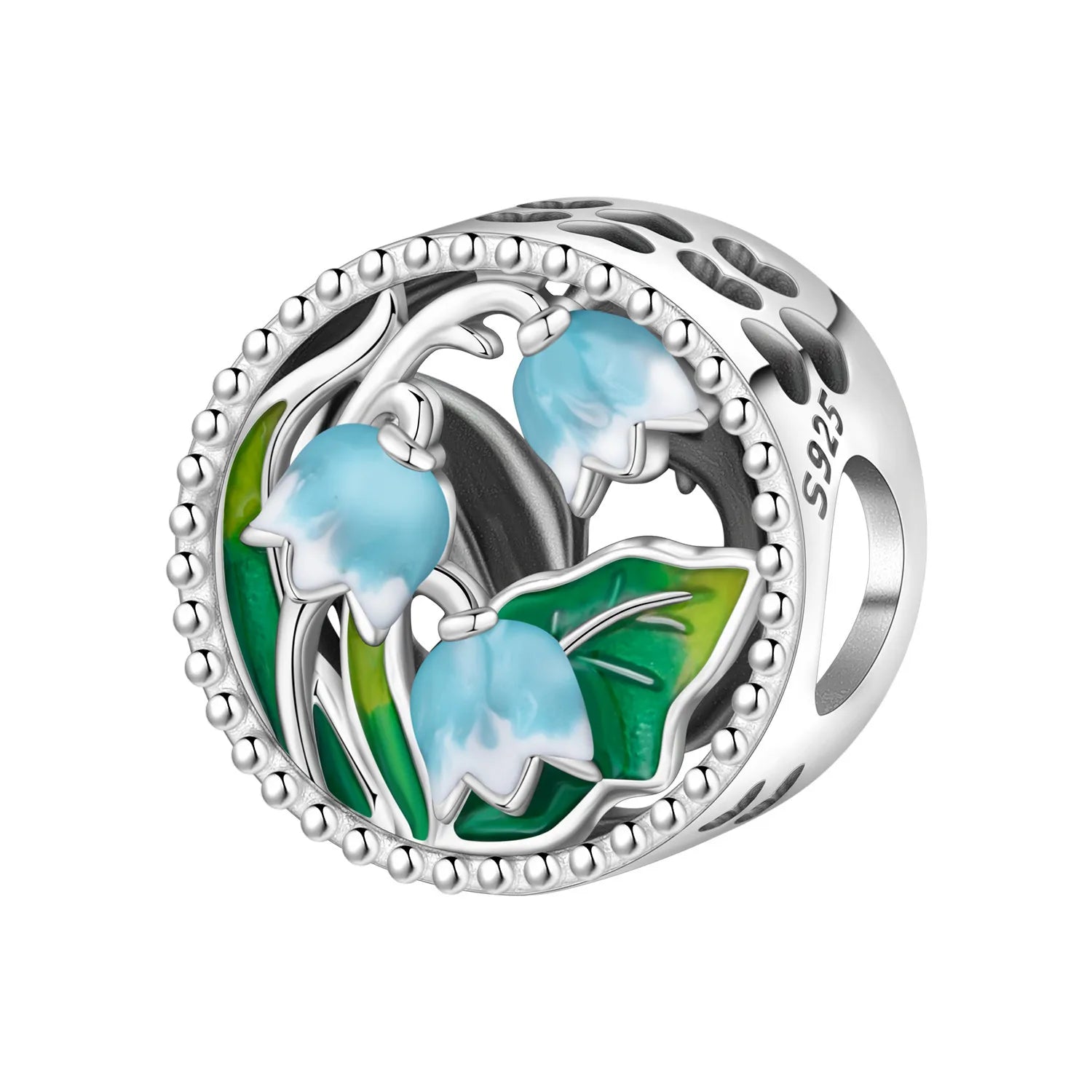 PANPOKI 925 Sterling Silver Blue Purple Iris Flower Beads Original Pendants Bracelet Charm Jewelry Party DIY Trendy Gifts