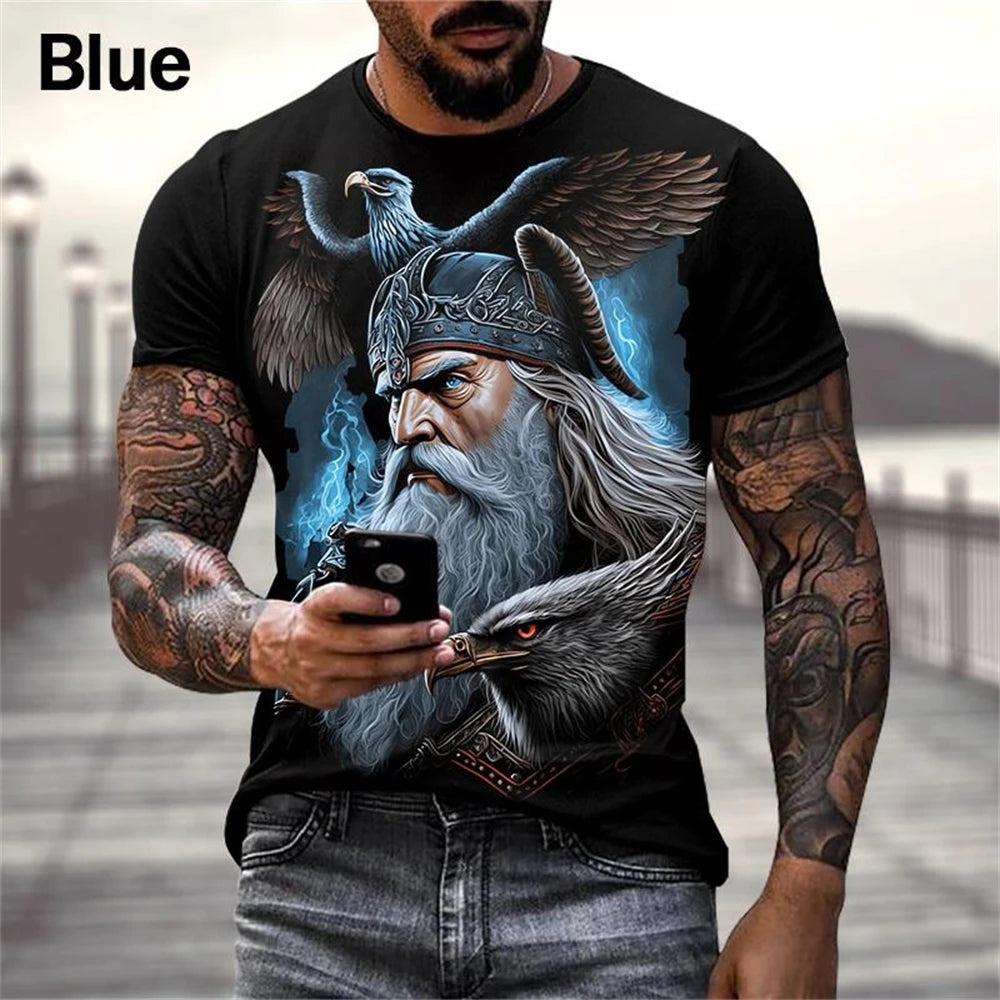 Summer Viking Warriors graphic 3d Print T Shirt Nordic Style Men's Oversized Short Sleeve Tops Tees Men's Designer Clothing