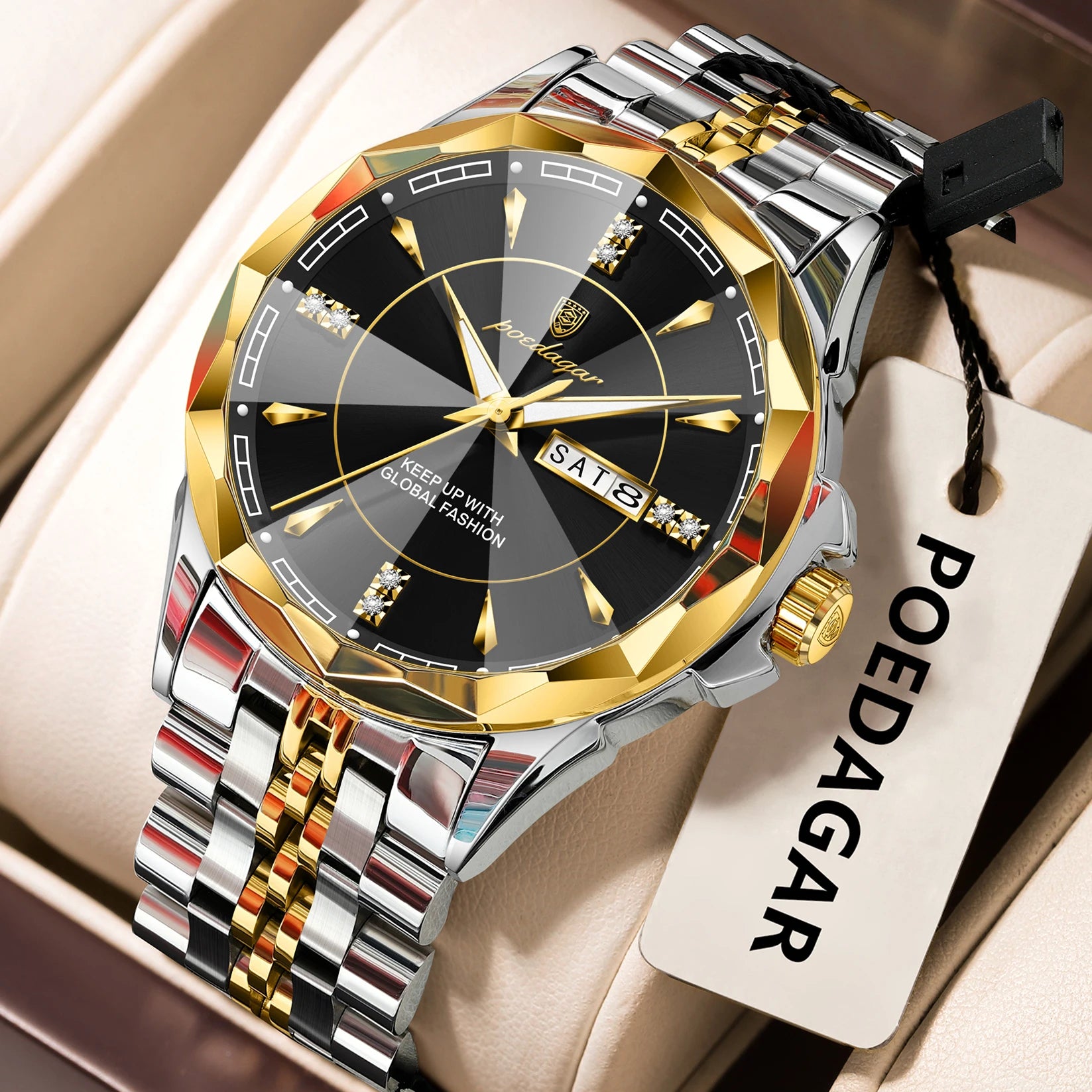 POEDAGAR Luxury Fashion Man Clock Top Business Waterproof Luminous Date Week Men's Watches Quartz Stainless Steel Men Wristwatch - Madeinsea©