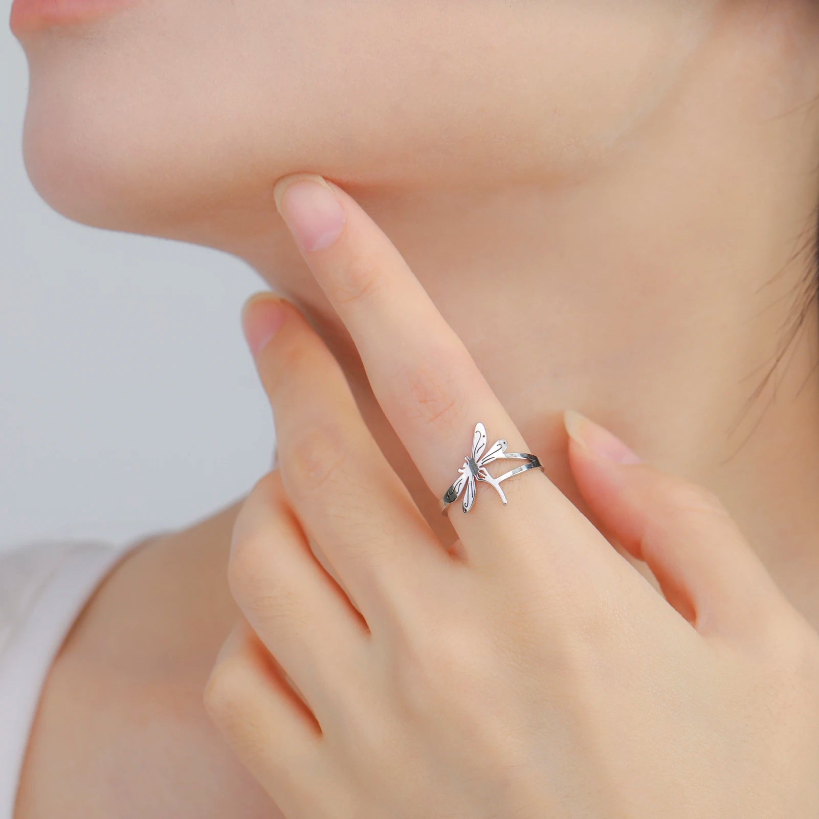 Skyrim Dragonfly Ring Stainless Steel Finger Rings Women Minimalist Animal Jewelry Birthday Gift Wholesale