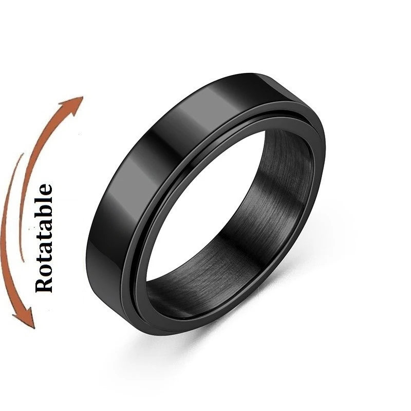 Silver Color Spinning Anxiety Rings for Men Women Star Moon Relaxing Ring 2025 Stainless Steel Anti Stress Rings Knuckle Jewelry