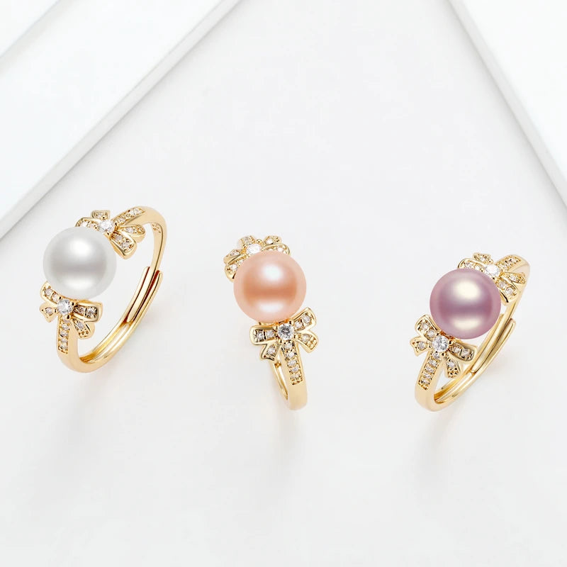 OXTAO 7-7.5 Freshwater Pearl Starfish Ring Adjustable 14K Gold Package Classic Wedding  Ring Women'S Wedding Jewelry Gift Daily