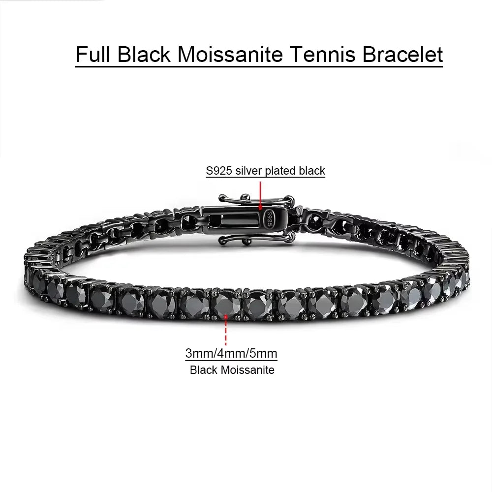 Serenity 3mm 5mm Royal Blue Moissanite Tennis Bracelet Women Man S925 Sterling Silver Bracelet Plated 18K Hand Chain Anniversary - Madeinsea©