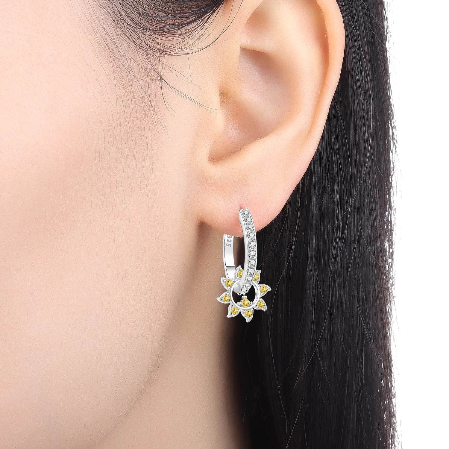 PANPOKI 925 Sterling Silver Unique Design Stars Moon Sun Drop Earrings Women Earrings Charm Versatile Party Jewelry Gifts