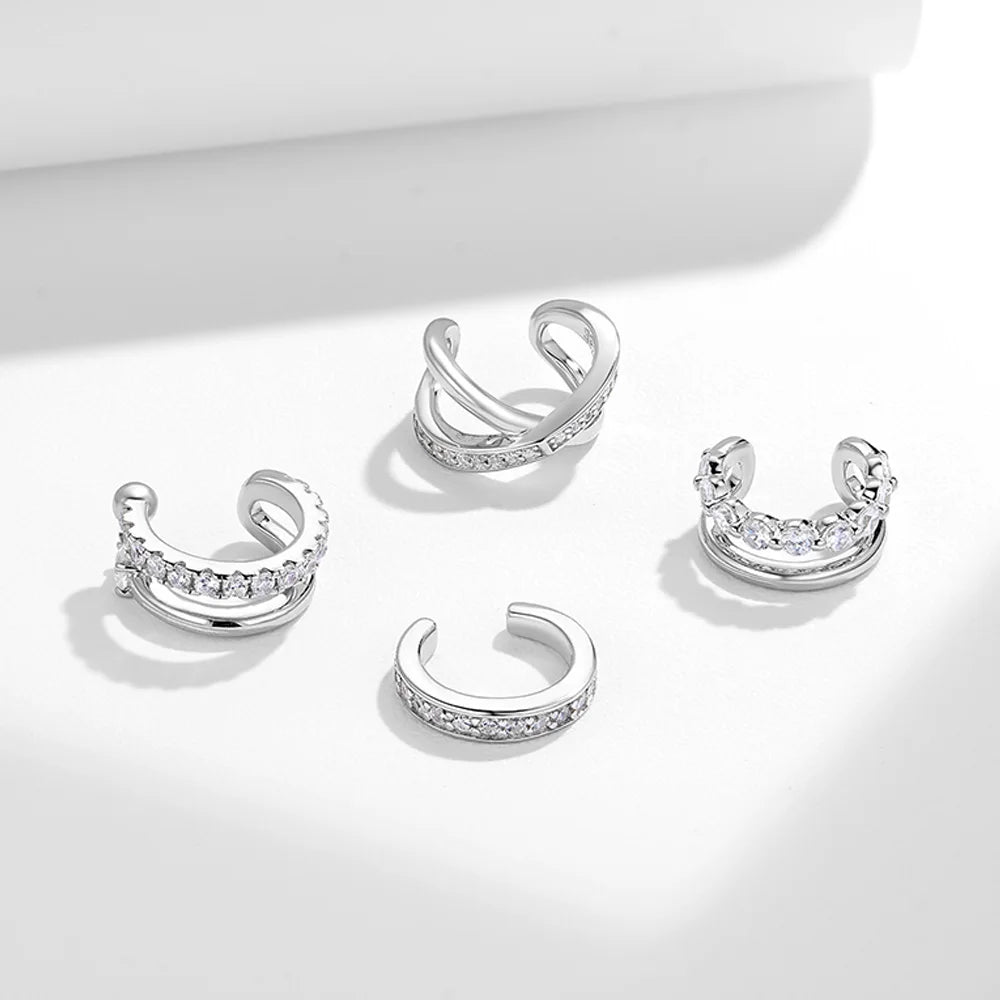 Serenity All D Moissanite Earrings for Women Men S925 Sterling Silver Lab Diamond Ear Clip Plated 18K No hole to wear Girl Gift - Madeinsea©