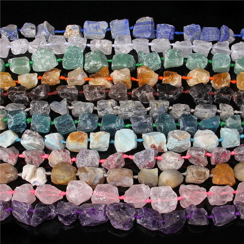 Rough Rose Quartzs Amethysts Raw Bead Freeform Irregular Lapis Lazuli Amazonite Mineral Beads For Jewelry Craft Handmade 20-30mm