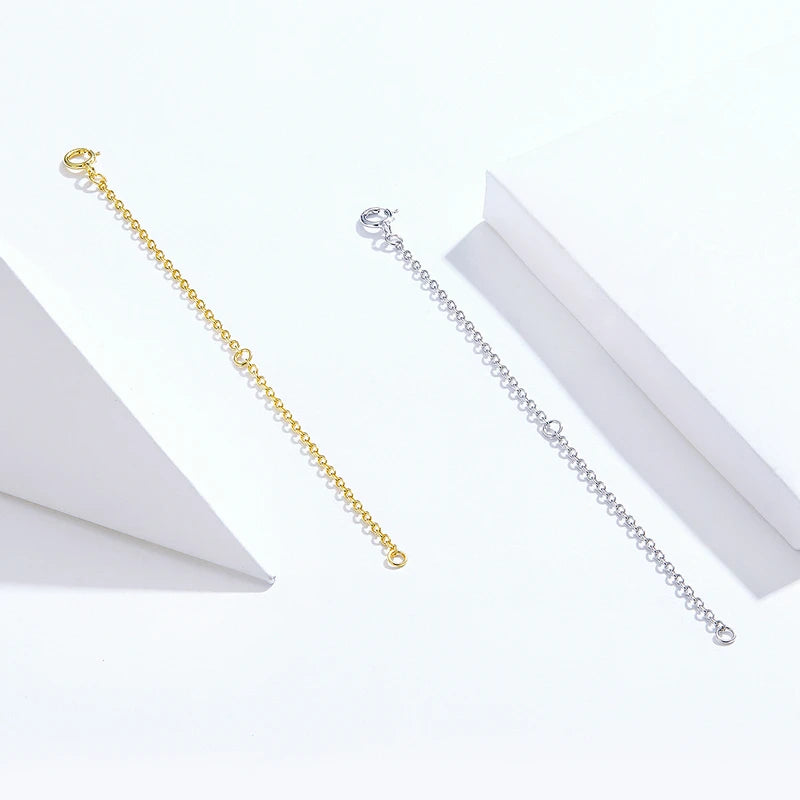 WOSTU Classic Basic Chains 925 Sterling Silver 14K Gold Rose Gold Plate O-Shaped Links Neckalce Extended Chains Jewelry Making