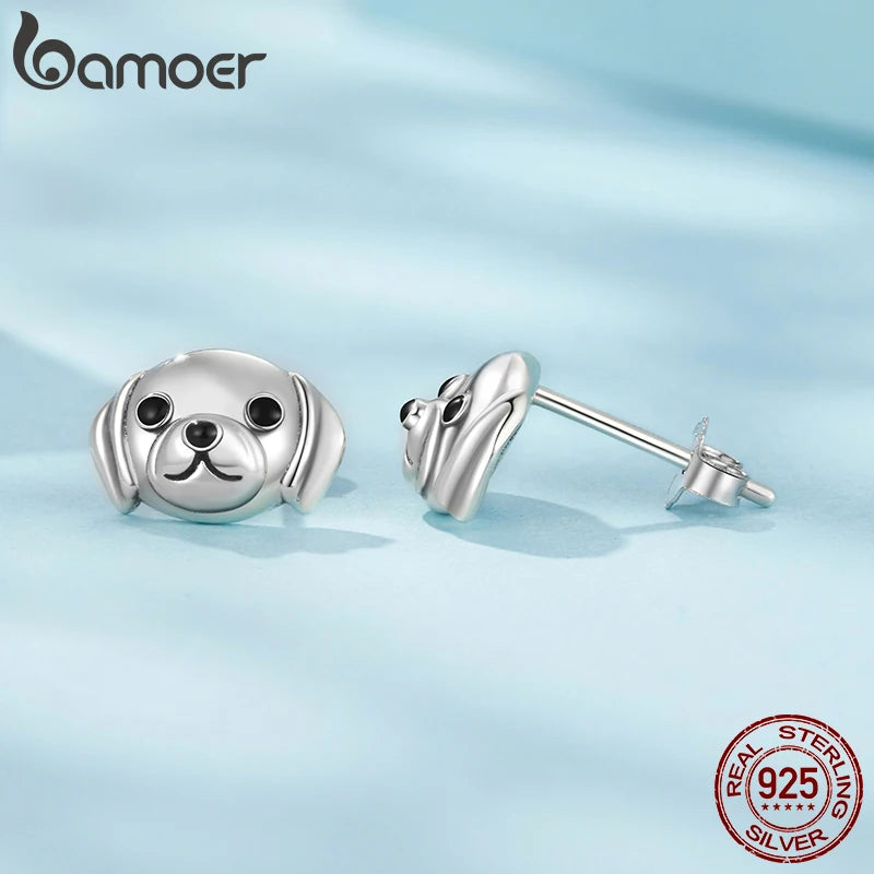 BAMOER Ohrringe aus 925er Sterlingsilber mit Labrador-Motiv für Damen und Mädchen, Schmuck mit Tiermotiv für Tierliebhaber SCE1878