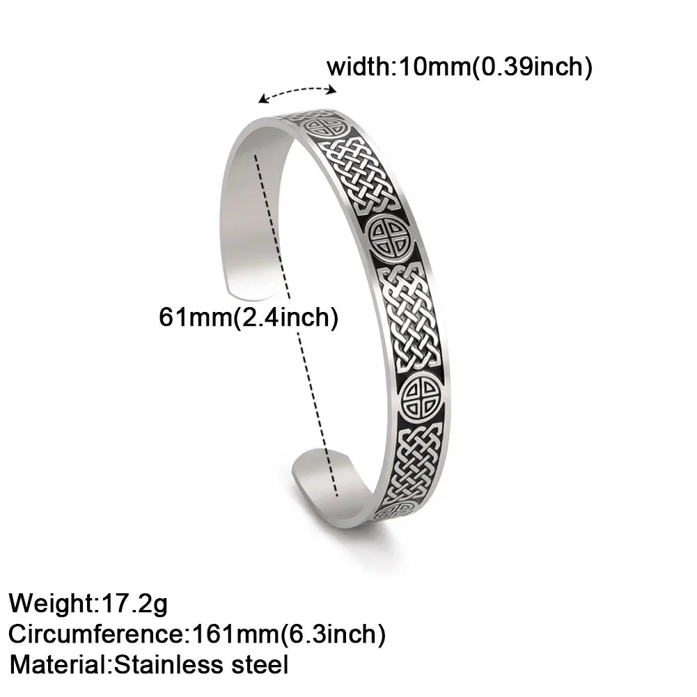 Viking Triquetra Cuff Bangle for Men Boy Stainless Steel Good Luck Celtic Knot Amulet Vintage Irish Knots Bracelet Jewelry Gift