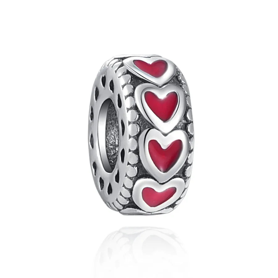 New 925 Silver Red Color Charm Strawberry Bee perfume Dream Catcher Apple Bead Fit Original Bracelet Jewellery Gift red heart