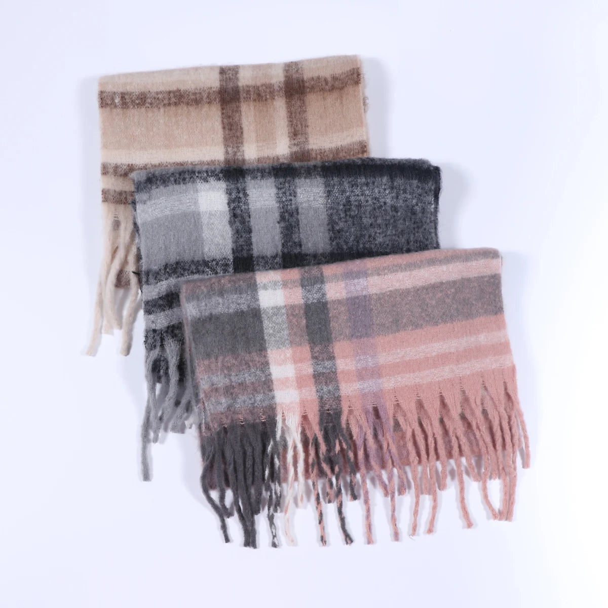 Winter Thick Stripe Cashmere Scarf for Woman Men Fashion Pashmina Large Tassel Shawls Wraps Soft Bufanda Warm Muffler Scarves