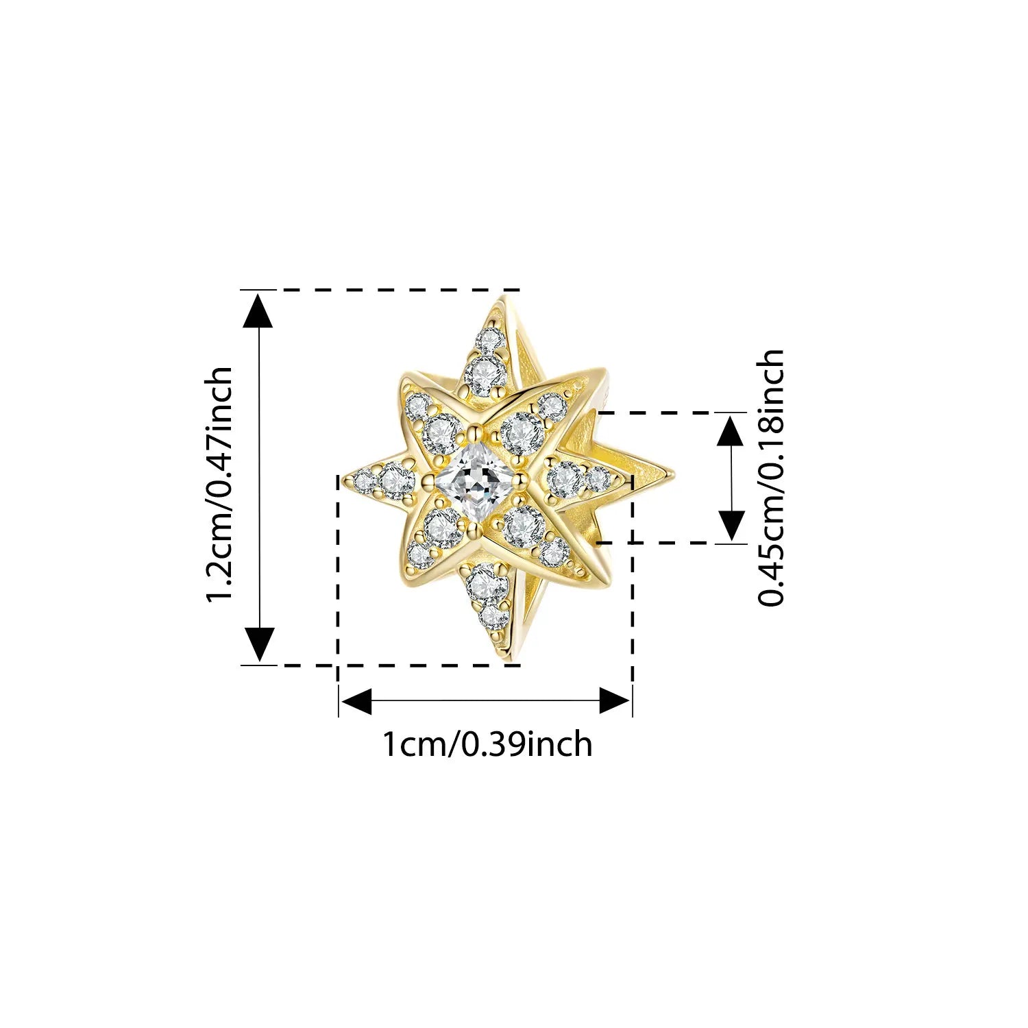 BISAER 925 Sterling Silver Starburst Charm Twinkle Star Bead Plated Gold for Women DIY Bracelet & Necklace Fine Jewelry Gift