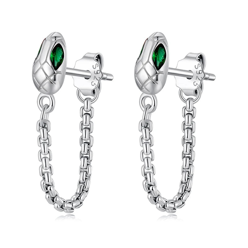 BAMOER 925 Sterling Silber Schlangenquasten-Ohrringe, Hypoallergener Tier-Modeschmuck, Geburtstagsgeschenk für Frauen BSE1148