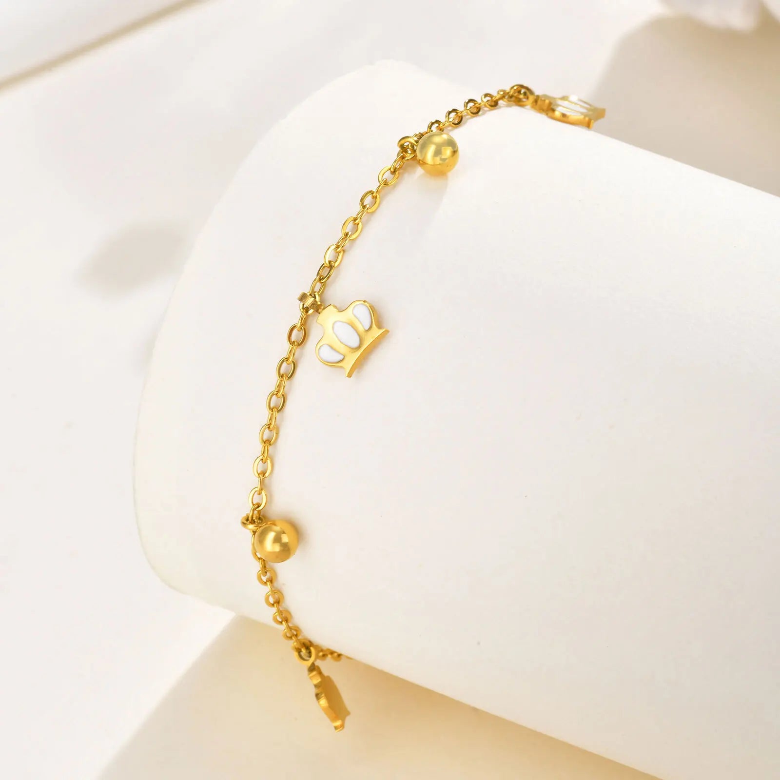 Vnox Gold Color Charm Female Chain Anklet Stainless Steel Cross Crown Star Pendant Barefoot Bracelet Women Beach Jewelry Summer