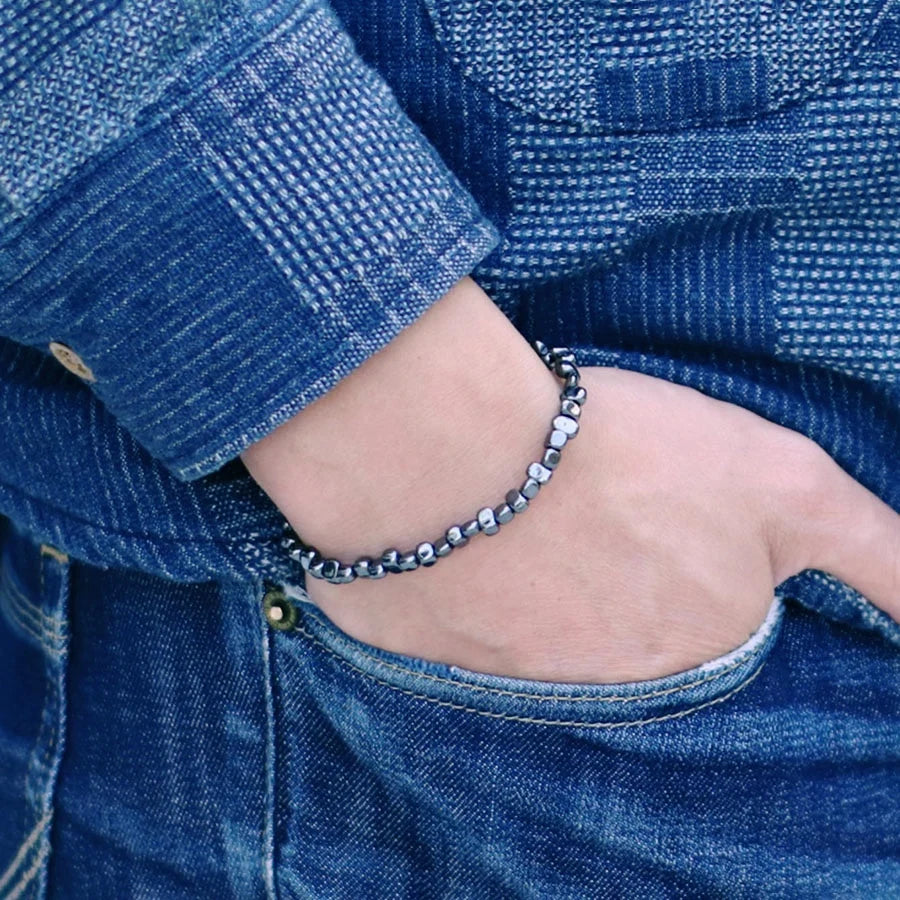 Economical Man Jewelry Set Energy Stone Necklace Homme Grade A Irregular Hematite Beads Collar Neck Accessories Healing Braslet