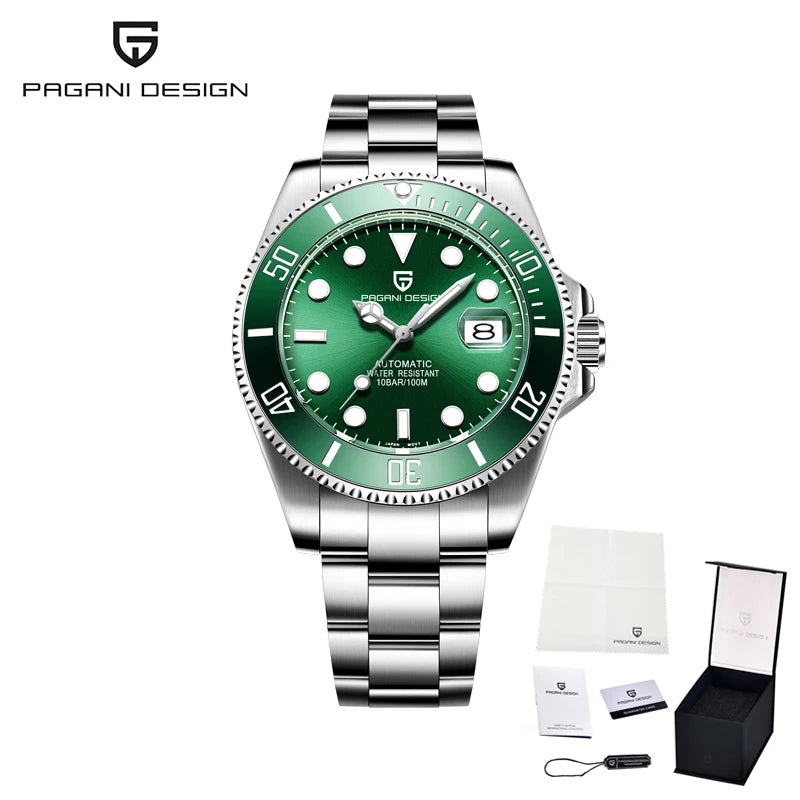 PAGANI DESIGN Brand Automatic Watch 43mm Men Watch Mechanical Watch Ceramic bezel Watch Stainless Steel Waterproof sports Watch