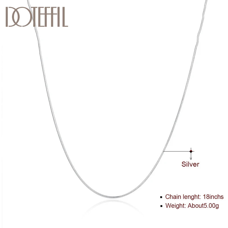 DOTEFFIL 925 Sterling Silver 5/10pcs/Lot 16/18/20/22/24/26/28/30 Inch 1.2mm Snake Chain Necklace For Woman Man Fashion Jewelry - Madeinsea©