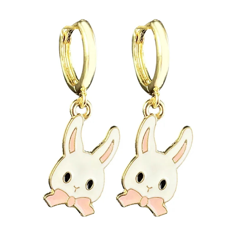 2025 neue Ostern Kaninchen &amp; Ei Legierung Emaille Anhänger Ohrring für Frauen Emaille Ostern Charme Nette Ohrring EAR100036