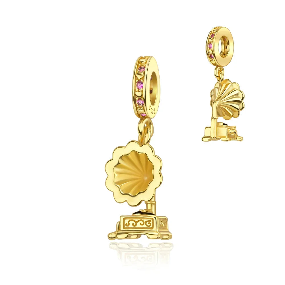 925 Sterling Silver Musical Instrument Charms Beads Piano Guitar Earphone Pendants Earrings Fit Bracelet DIY Fine Jewelry Gift