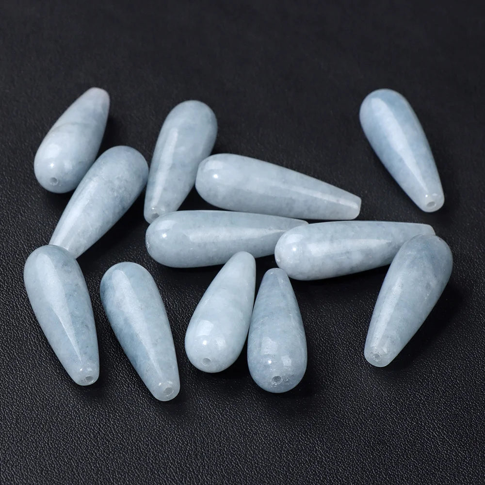 Natural Water Drop Stone Bead 10x30mm Chalcedony Amethysts Agates Loose Spacer Charms Bead For DIY Bracelet Earrings Accessories