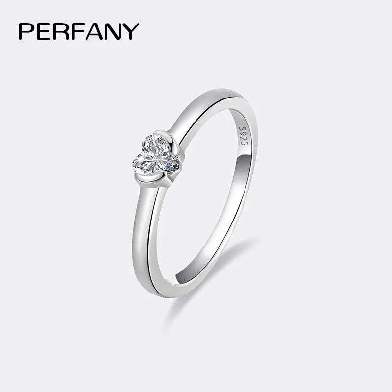 PERFANY 0.3CT Heart Cut Moissanite Ring for Women S925 Pure Silver Classic Wedding Ring Fashion Jewelry Party Gift - Madeinsea©