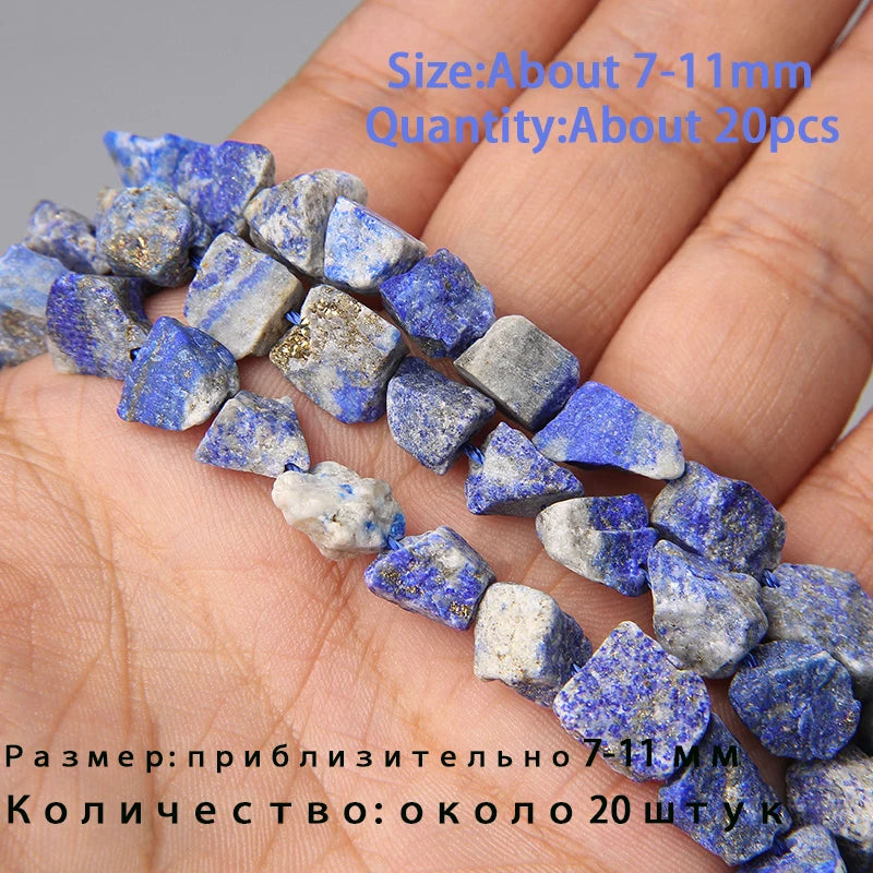 7.5" Natural Irregular Rough Stone Beads Raw Rock Lapis Quartzs Nuggets For Jewelry Making DIY Earrings Bracelet Supply 7-30mm