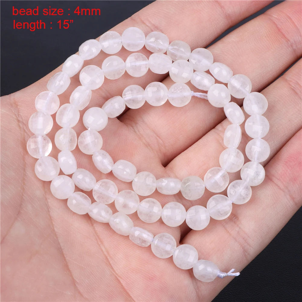 New Natural Stone Bead Clear Quartz Crystal Smooth Matte Faceted Spacer Beads DIY Handmade Bracelet Earrings For Jewelry Making